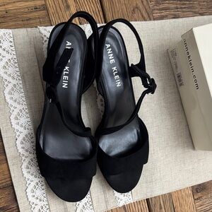 Anne Klein Classic Black Open Toe Shoes